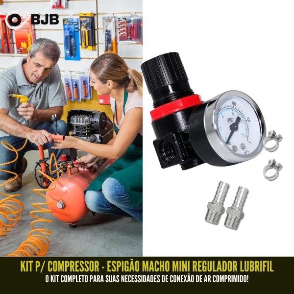 Imagem de Espigão Macho Mini Regulador Lubrifil - Kit Para Compressor