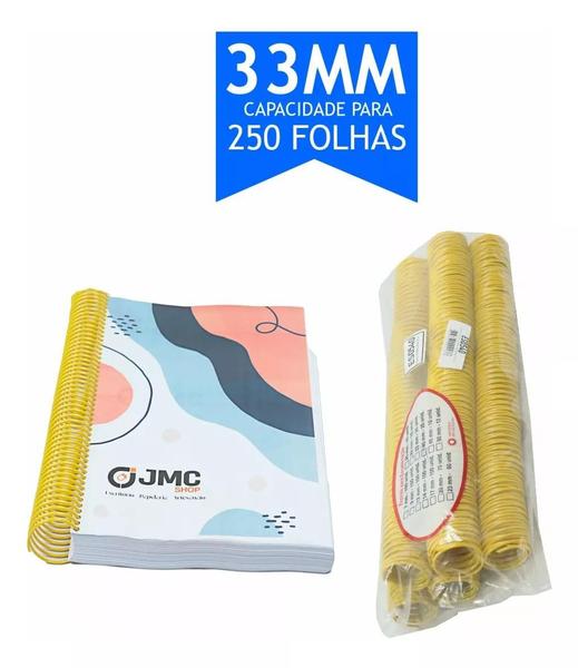 Imagem de Espiral para Encadernação Amarelo 33 mm para 250 folhas 25un