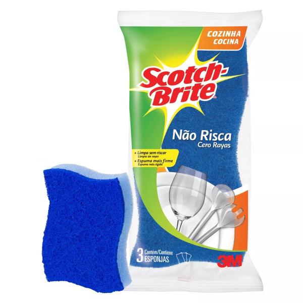 Imagem de Esponja azul nao risca l3p2 scotch brite c/3