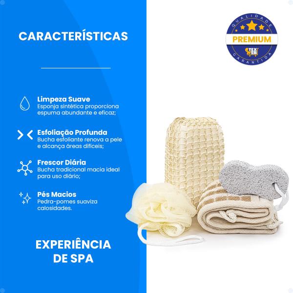 Imagem de Esponja Banho Costas Bucha P/ Sabonete Líquido Nylon Kit Spa