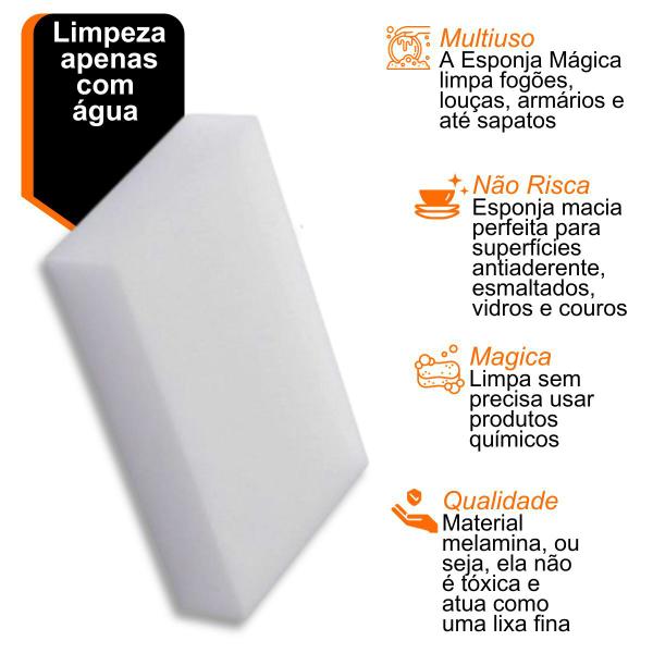 Imagem de Esponja bucha mágica de limpeza espuma branco 9 x 5,5cm