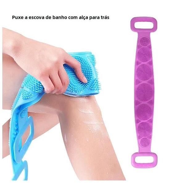 Imagem de Esponja Corporal de Silicone para Banho - Escova de Massagem com Cinto para Limpeza da Pele