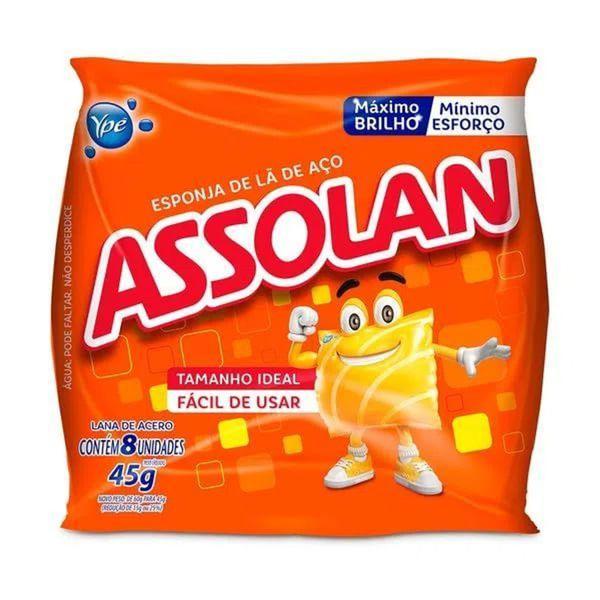 Esponja de Aço ASSOLAN 45g Pct c/ 8un Imagem de Esponja de Aço ASSOLAN 45g Pct c/ 8un