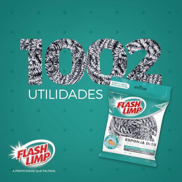 Esponja de Aço Inox Limpeza Pesada Flashlimp Kit 12 unidades Imagem de Esponja de Aço Inox Limpeza Pesada Flashlimp Kit 12 unidades
