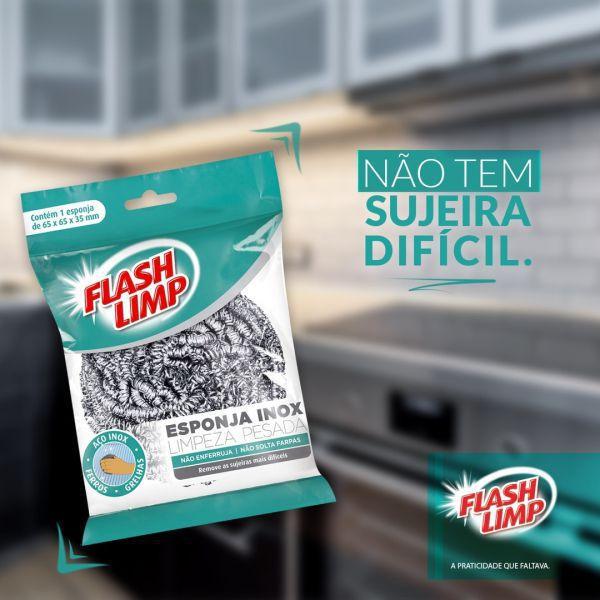 Esponja de Aço Inox Limpeza Pesada Flashlimp Kit 12 unidades Imagem de Esponja de Aço Inox Limpeza Pesada Flashlimp Kit 12 unidades