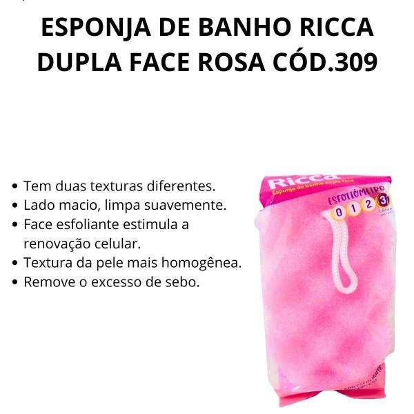 Imagem de Esponja de Banho Ricca Dupla Face Rosa Cód.309