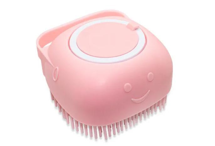 Imagem de Esponja de Silicone p/ Banho Com Dispenser de 80ml  e Massageador