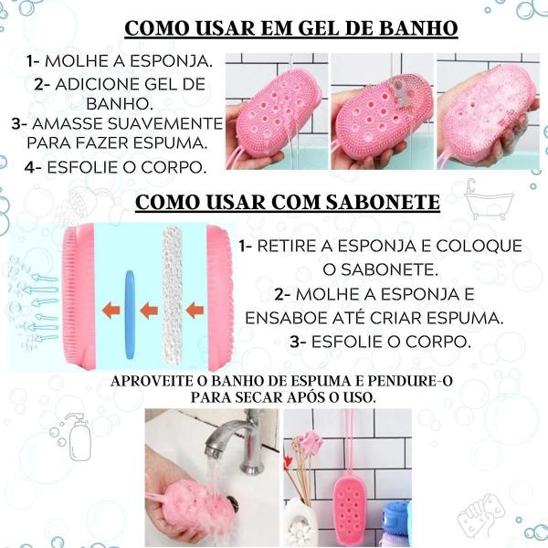 Imagem de Esponja De Silicone Para Banho 2In1 Reservatório Sabonete