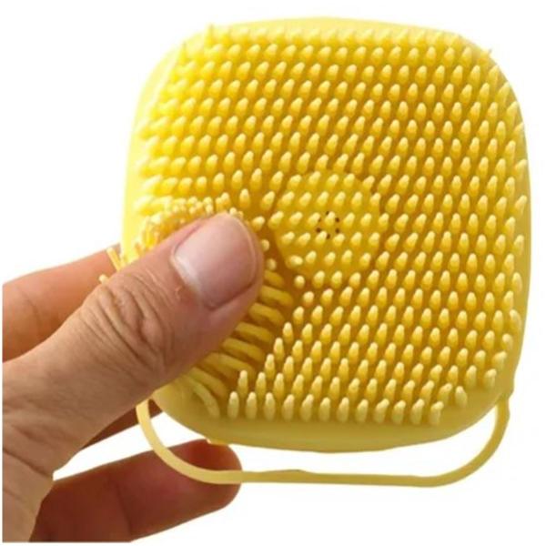 Imagem de Esponja de Silicone Para Banho Dispenser Shampoo amarela