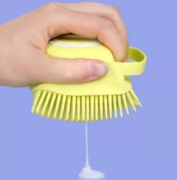 Imagem de Esponja De Silicone Para Banho Massageador Dispenser Shampoo