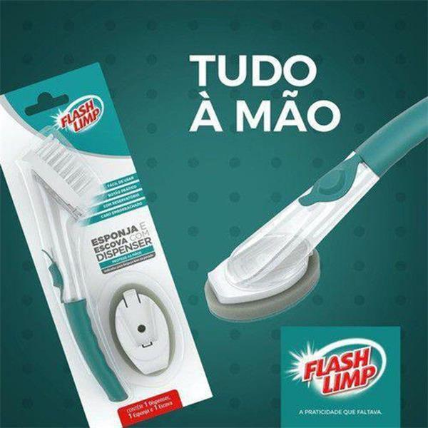 Imagem de Esponja e escova com dispenser 2 em 1 lava louca flash limp - Flashlimp