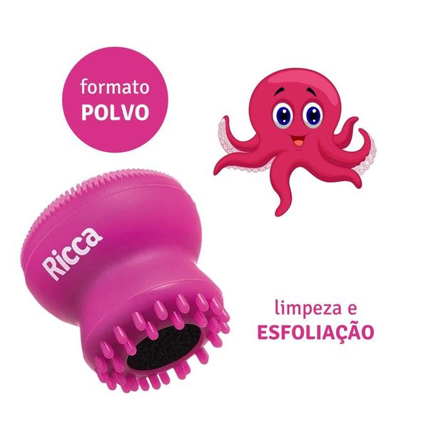 Imagem de Esponja Facial Polvo de Silicone Rosa Espolvinha de Limpeza Ricca