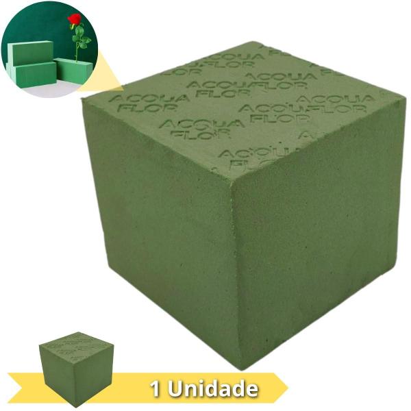 Imagem de Esponja Floral Para Floristas Modelo AF2 1 Bloco 15x15x13,5cm Excelente Absorção e Retenção - 1 Unidade Espuma Floral Fenólica