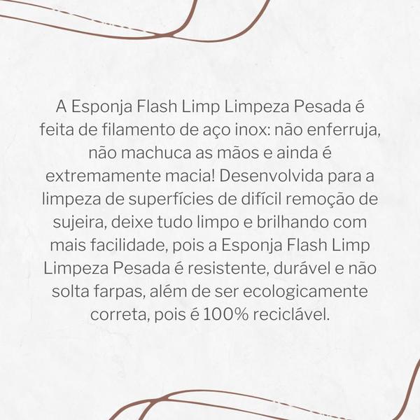 Imagem de Esponja Limpeza Pesada Inox Cozinha 3 Peças Flash Limp