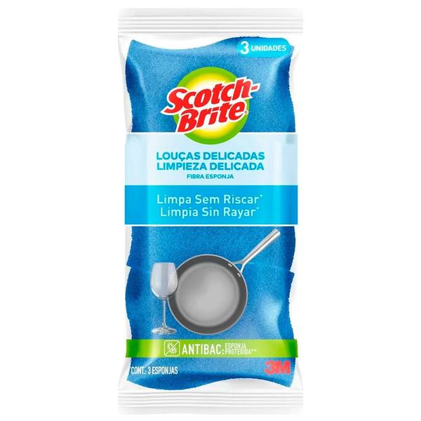 Imagem de Esponja Louças Delicadas Azul Scotch-Brite 3un.