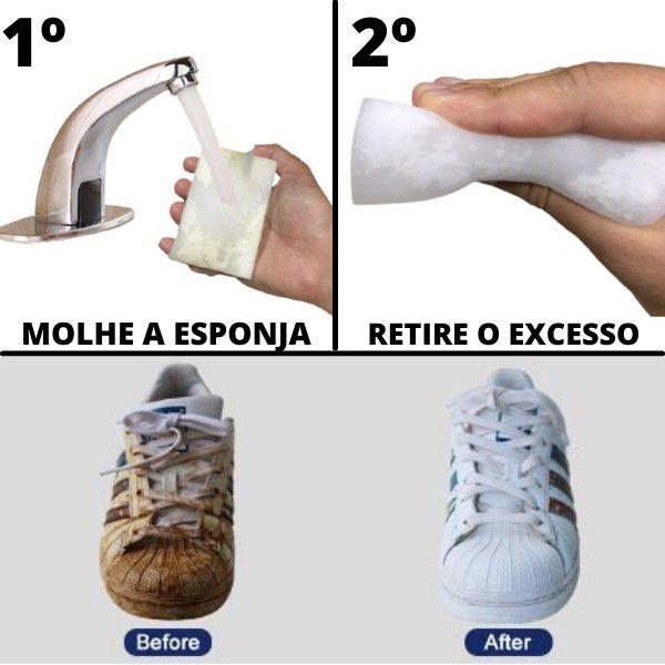 Imagem de Esponja Mágica Max Clean Branca Tira Mancha Limpa Riscos Limpeza Profunda Bucha De Melamina Multiuso