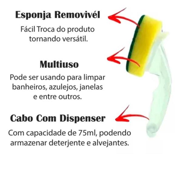 Imagem de Esponja Multiuso Dispenser 75ml Com Suporte P/ Lavar Louça