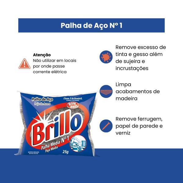 Imagem de Esponja Palha Aco Grossa 1 Obra Metais Brillo Bombril