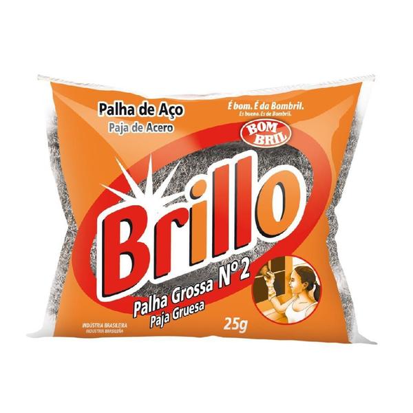 Imagem de Esponja Palha Aco Grossa 2 Obra Metais Brillo Bombril