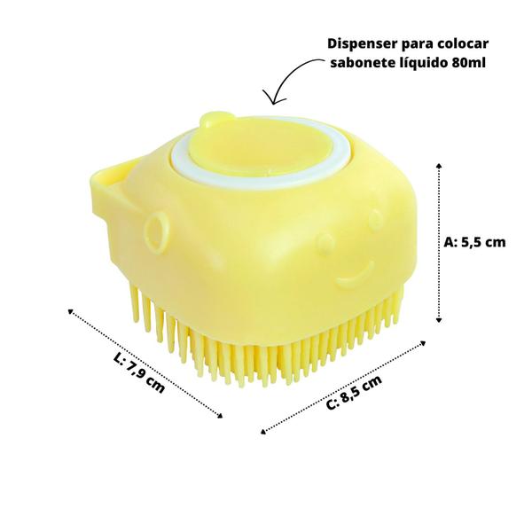 Imagem de Esponja para banho em silicone com dispenser para sabonete líquido 80ml