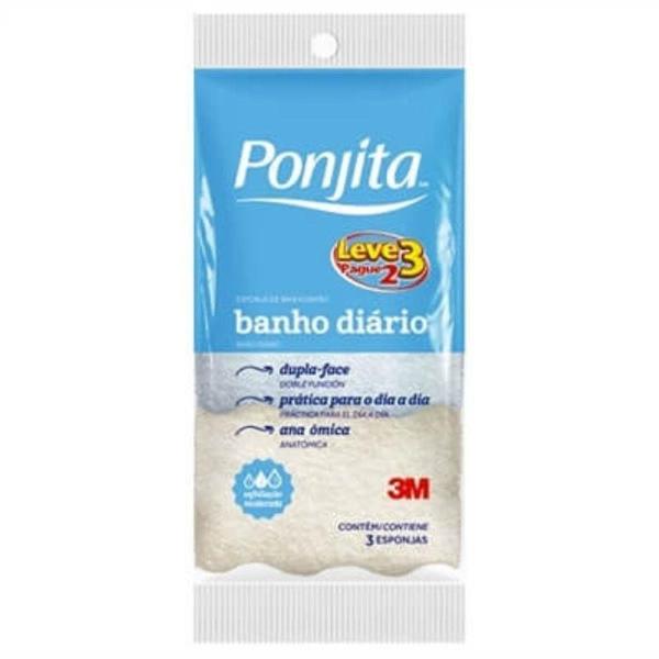 Imagem de Esponja Para Banho Ponjita Diario Sortida com 3 unidades