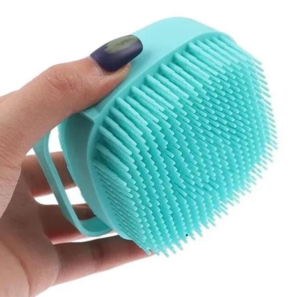 Imagem de Esponja Silicone Banho Massageador Dispenser Shampoo