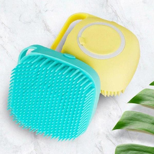 Imagem de Esponja Silicone Banho Massageador Dispenser Shampoo