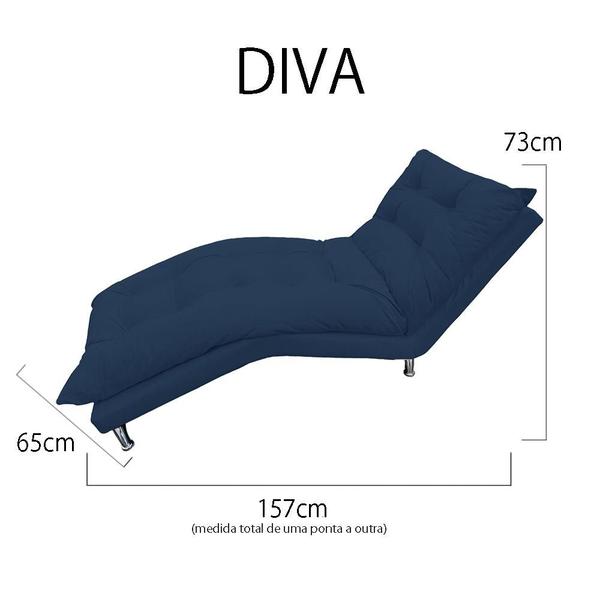 Imagem de Espreguiçadeira Chaise Para Sala De Estar Diva Suede Azul Marinho - INCASA DECOR