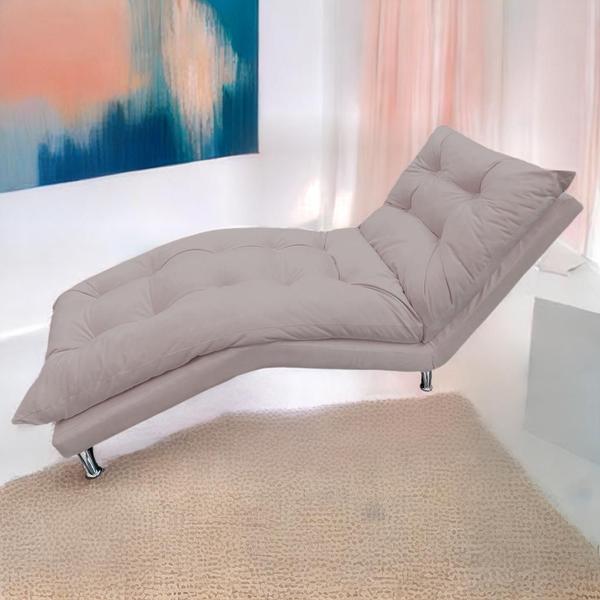 Imagem de Espreguiçadeira Chaise Para Sala De Estar Diva Suede Rose - INCASA DECOR