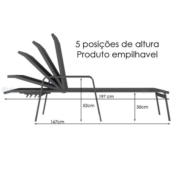 Imagem de Espreguiçadeira Piscina Praia Alumínio Preto Tela Bege