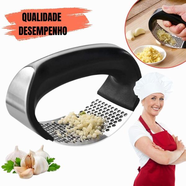 Imagem de Espremedor Amassador Triturador Alho Cozinha Inox Manual