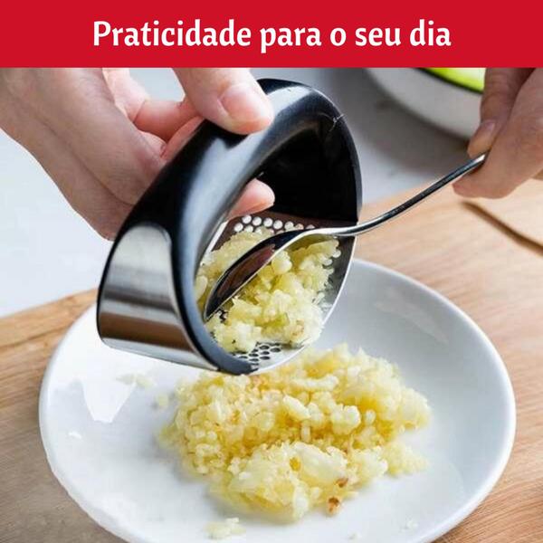 Imagem de Espremedor Amassador Triturador De Alho Manual Cozinha Inox