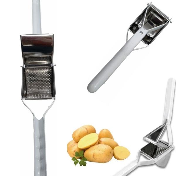 Imagem de Espremedor Batata Legumes Alho Aço Inox Triangular Grande com Cabo Amassador Viel