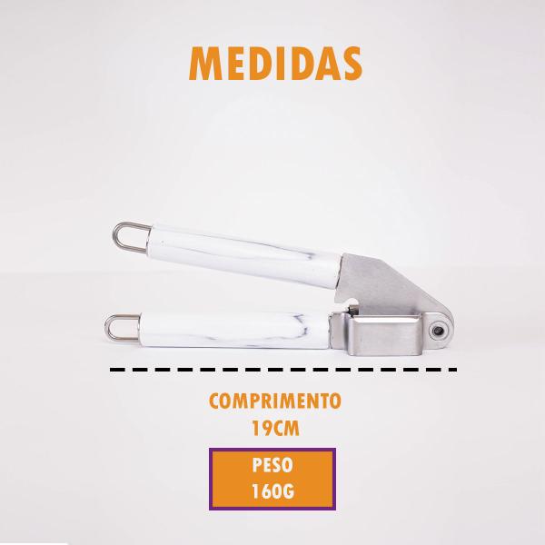 Imagem de Espremedor de Alho Amassador Triturador Inox Tambor Removível Mármore 19cm ck4706