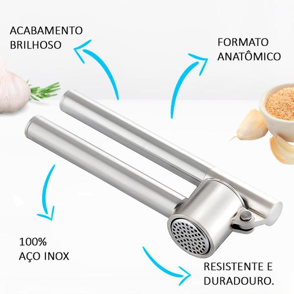 Imagem de Espremedor De Alho Inox Removível Cozinha Gourmet UnyGift