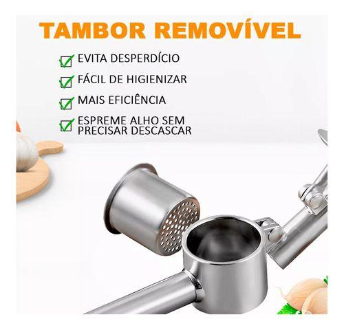 Imagem de Espremedor De Alho Tambor Removível Amassador Aço Inox