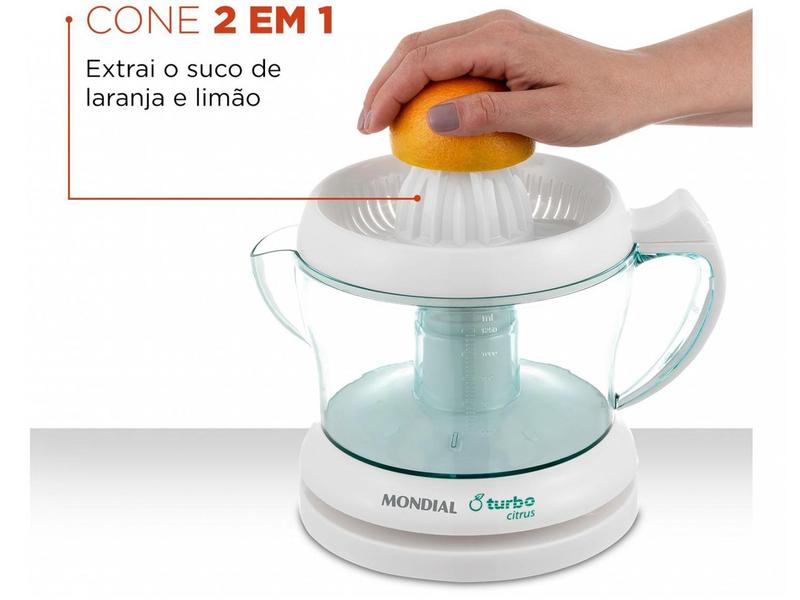 Imagem de Espremedor de Frutas Mondial Turbo Citrus E-01 Elétrico 25W Branco