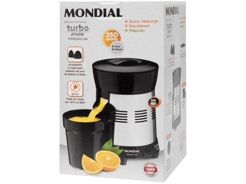 Imagem de Espremedor de Frutas Mondial Turbo Premium E-10 Elétrico Inox 250W Capacidade 1L