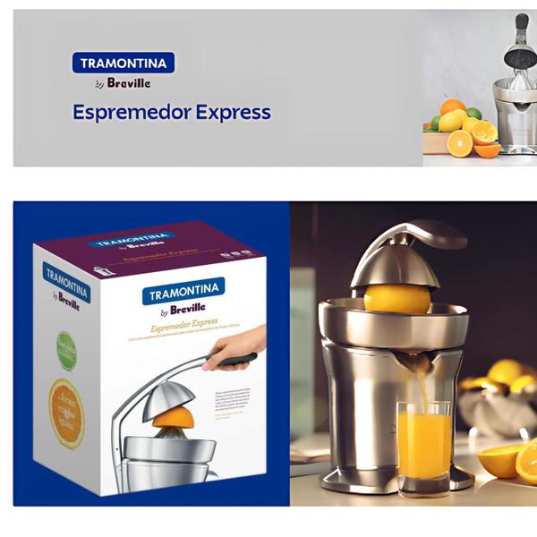 Imagem de Espremedor De Laranja Frutas Extrator Suco Tramontina by Breville Express Alumínio Fosco