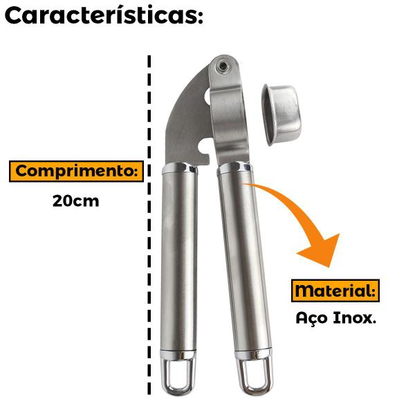 Imagem de Espremedor Manual De Alho Em Aço Inox Premium Gourmet Amassador De Alho Tambor Removível Triturador uni UD190139