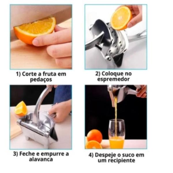 Imagem de Espremedor Suco Laranja Inox Limao Frutas Manual Extrator