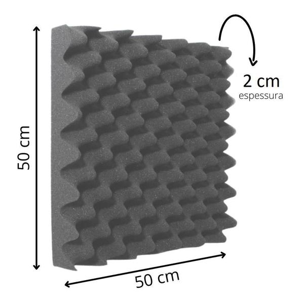Imagem de Espuma Acústica Caixa De Ovo 50Cm X 50Cm X 2Cm Kit Com 20