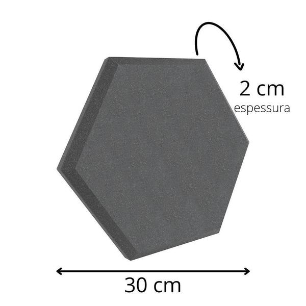 Imagem de Espuma Acustica Hexagonal Anti Ruido 30X2Cm Kit Com 4 Placas