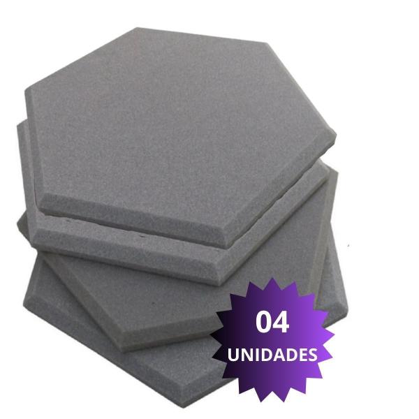 Imagem de Espuma Acustica Hexagonal Anti Ruido 30X2Cm Kit Com 4 Placas