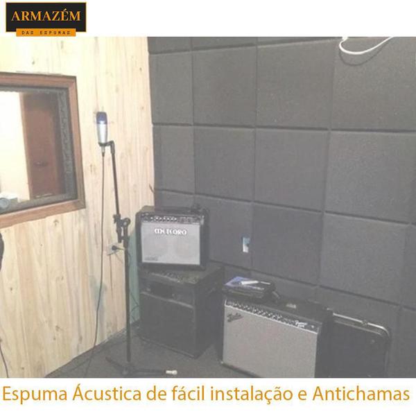 Imagem de Espuma Acustica Lisa Kit 20 Isolamento Barulhos Profissional