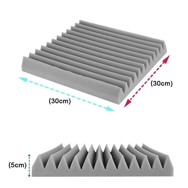 Imagem de Espuma Acústica para Estúdio 30x30x5cm Placa Autoadesiva Anti-Ruído (Cinza)