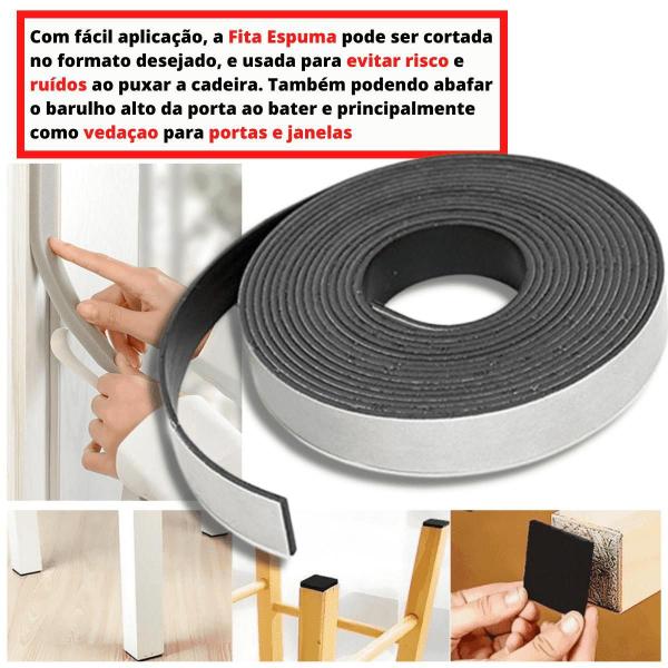 Imagem de Espuma Fita Adesiva Pvc Borracha Vedação E=2Mmx10 Mts Preta