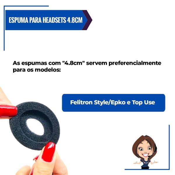 Imagem de Espuma Para Headsets Felitron E Topuse 4.8Cm - Kit Com 10