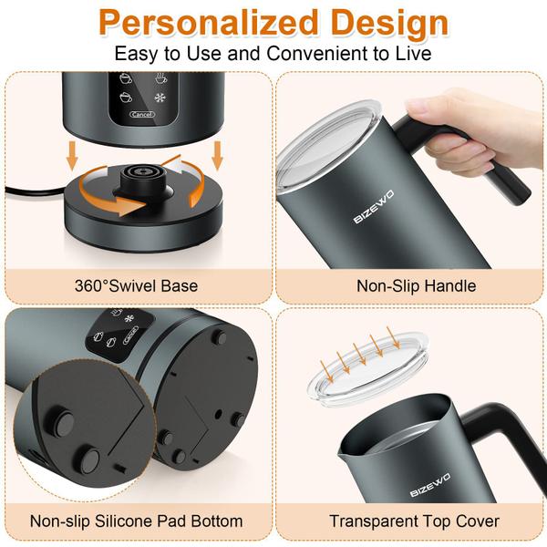 Espumador de café BIZEWO 4 em 1 automático de leite quente/frio Imagem de Espumador de café BIZEWO 4 em 1 automático de leite quente/frio