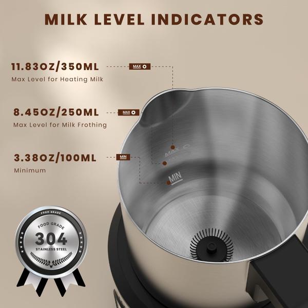 Imagem de Espumador de leite Frossvt 4 em 1 elétrico de aço inoxidável de 350 ml